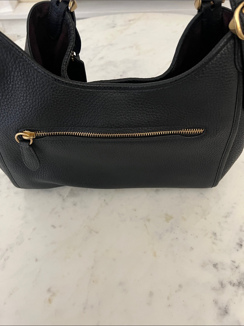 Coach Black Pebbled Leather Shoulder Bag with Gold-Tone Hardware - Picture 3 of 9